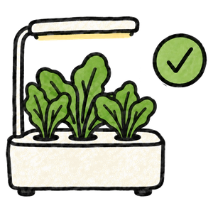 A countertop kit with healthy leaves and a tick